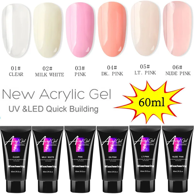 60ml Crystal Extend UV Nail Gel Extension Builder Led Poly Nail Gel Nail Art Gel Lacquer Jelly Acrylic Builder UV Nail Poly Nail