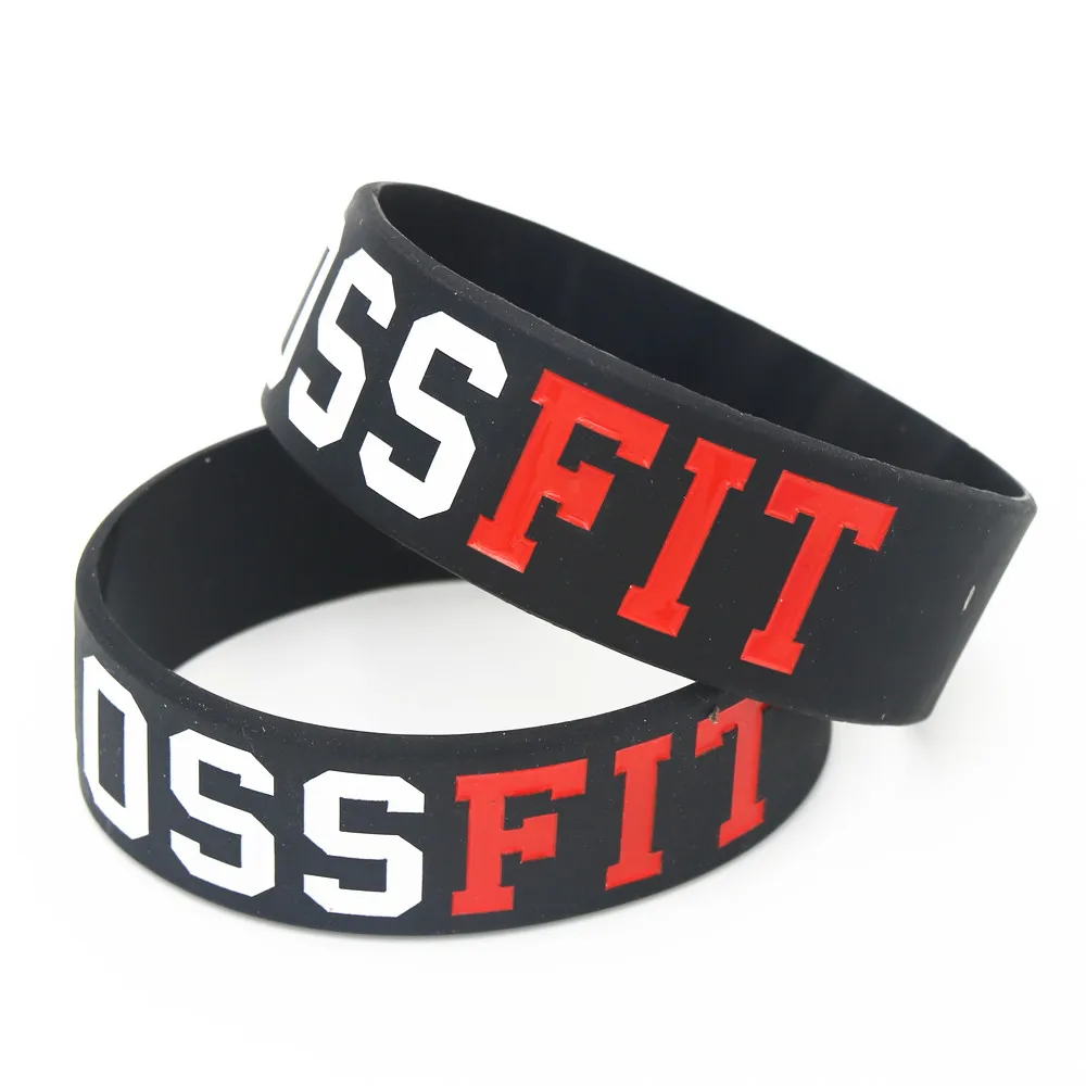 1PC New Fashion Jewelry CROSS FIT BRACELETS Black White Silicone Rubber CrossFit Bracelets & Bangles Wristbands Bands SH042