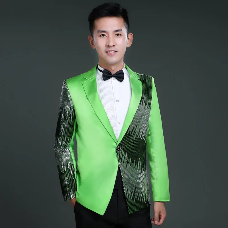 Moderator clothes paillette male master Sequin Dresses Stage Costumes Men terno Suit MC Host Clothing Singer Suits Blazer jacket