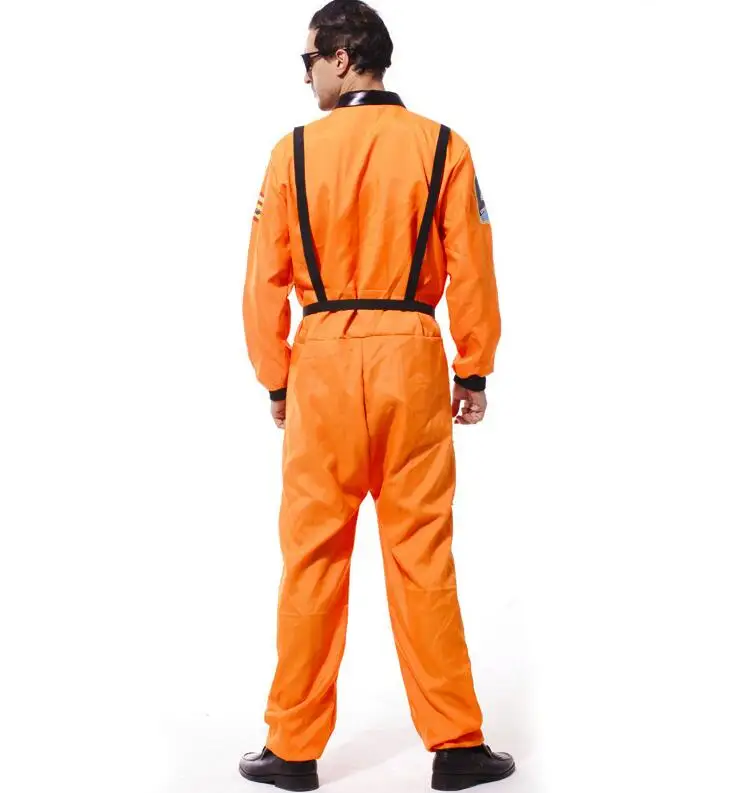 Hohe qualität Halloween Party Astronaut Kostüme Für Erwachsene Männer Buch Woche Orange Weiß Raum Flug Polit Overall Outfit