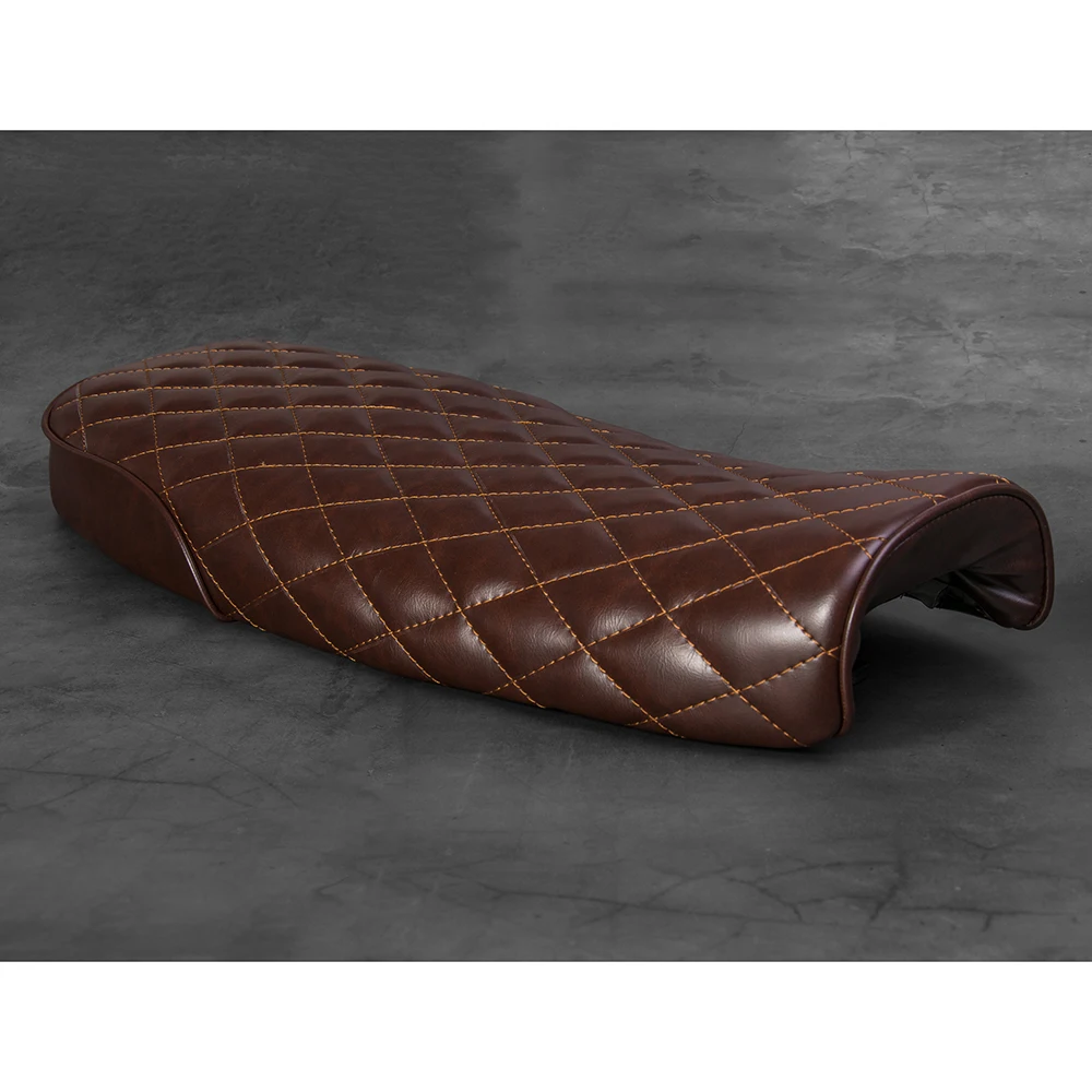 63cm Vintage Motorcycle Seat Cushion Grid Brown/Black Classic Motorbike Seat Handwork seat MASH125 MUTT125