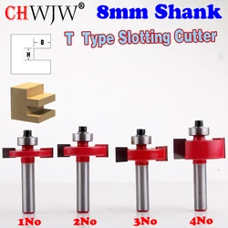 1pc 8mm Shank T type bearings wood milling cutter Industrial Grade Rabbeting Bit woodworking tool router bits for wood