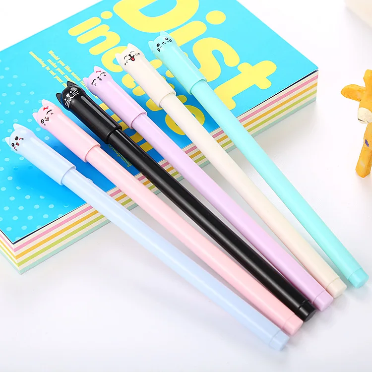 1 PCS Creative Pen Hat Cat Cartoon Neutral Pen Cute Cat Learning Stationery Office Water-based Signature Pen Kawaii School