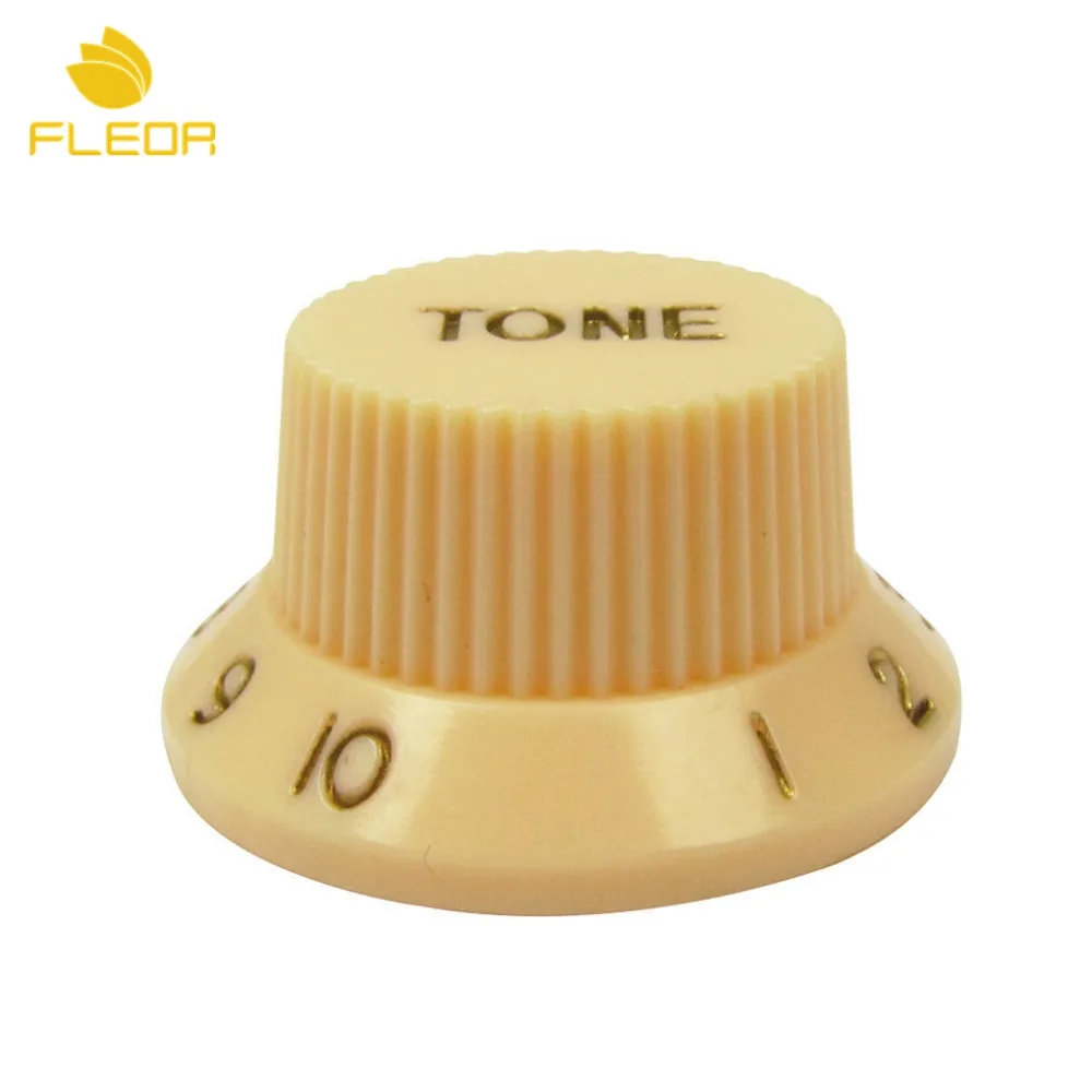 FLEOR 12pcs Yellow 8 Tone 4 Volume Knobs Guitar Speed Control Knobs for ST Style Guitar Parts