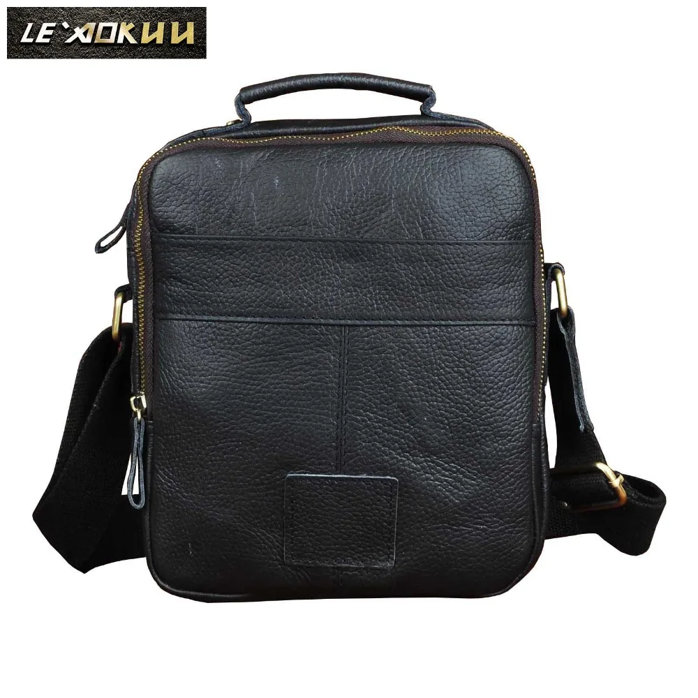 

Real Leather Male Casual Design School Shoulder Messenger Crossbody bag Fashion College Tote Satchel A4 Book bag For Men 111-1b