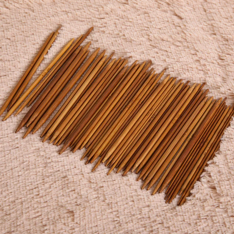 55Pcs/set 11 Sizes 13cm Double Pointed Needle Carbonized Bamboo Sweater Needle Knitting Needles Weave Knit Scarf  Sewing Tool