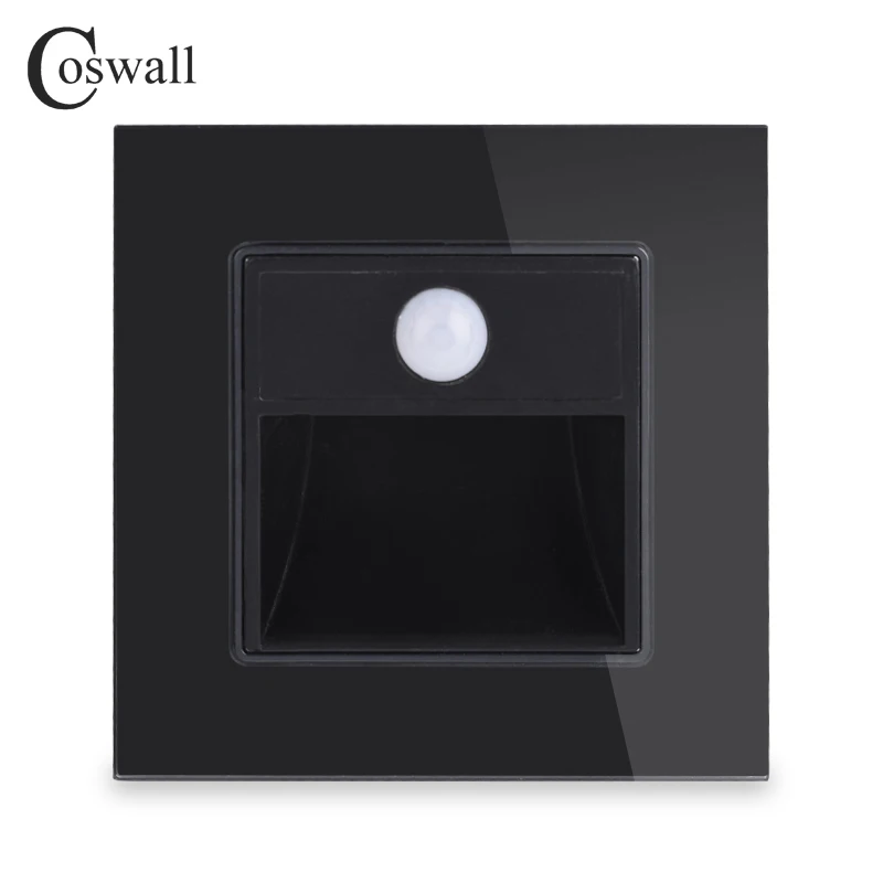 COSWALL Porch / Corridor / Corner / Stair Lamp Wall PIR Footlights Switch Human Body Sensor Lamp Glass Panel 180° Sensor Range