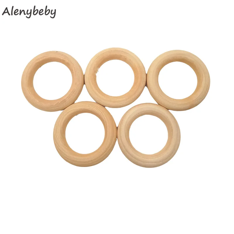 200pcs Natural Unfinished Solid Wood Rings for Ring Pendant and Connectors Jewelry Making Teething Ring Organic Teether Toy