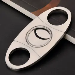 Silver Stainless Steel Pocket Double Blades Cigar Cutter Knife Metal Smoking Cigar Scissors Tools