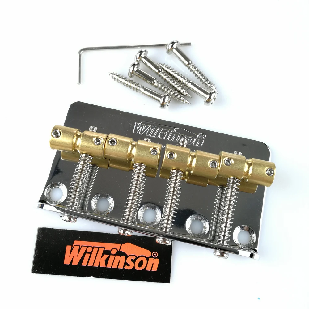 Wilkinson WBBC Four 4 Strings Electric Bass Bridge With Brass Saddles For Precision Jazz Bass Chrome Silver Black