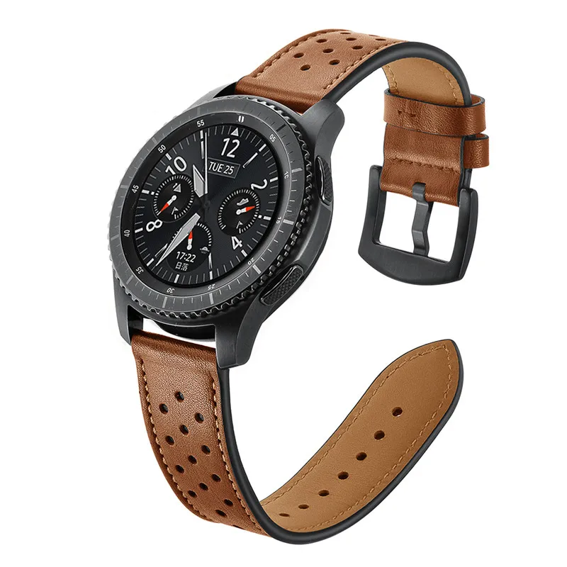 Pulseira de relógio de 22mm para samsung galaxy watch 46mm gear s3 frontier amazfit bip pulseira de couro genuíno retrô huawei gt2 pro