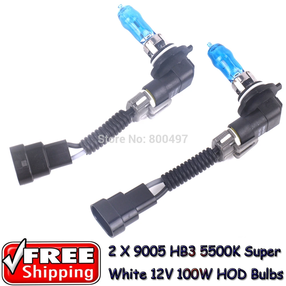 2 x 9005 HB3 12V 5500K 100W Super White Auto Car HOD Halogen Bulbs Lamps