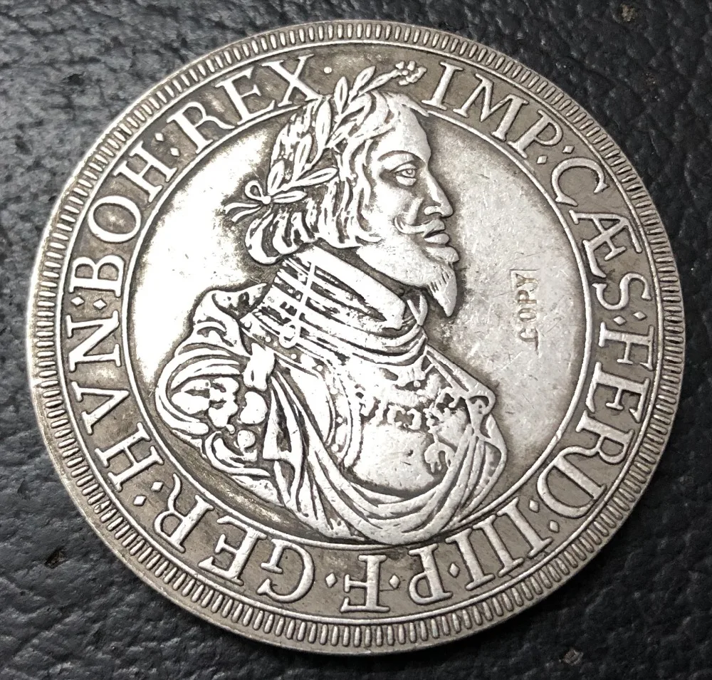 1641 Free City of augburg (الولايات الألمانية) 1 thinger نسخ عملة مطلية بالفضة 41 مللي متر #3