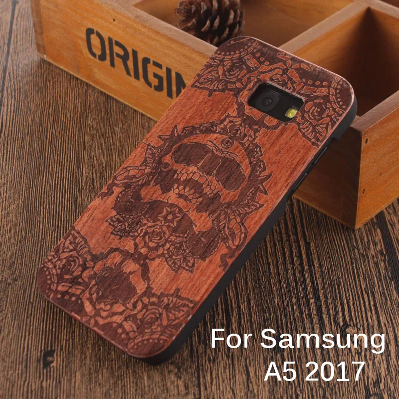 The Mummy Retro Skull Head Pattern Carving Wood Case for Samsung Galaxy A5 2017 Wooden Cases Covers for samsung galaxy A5 2017