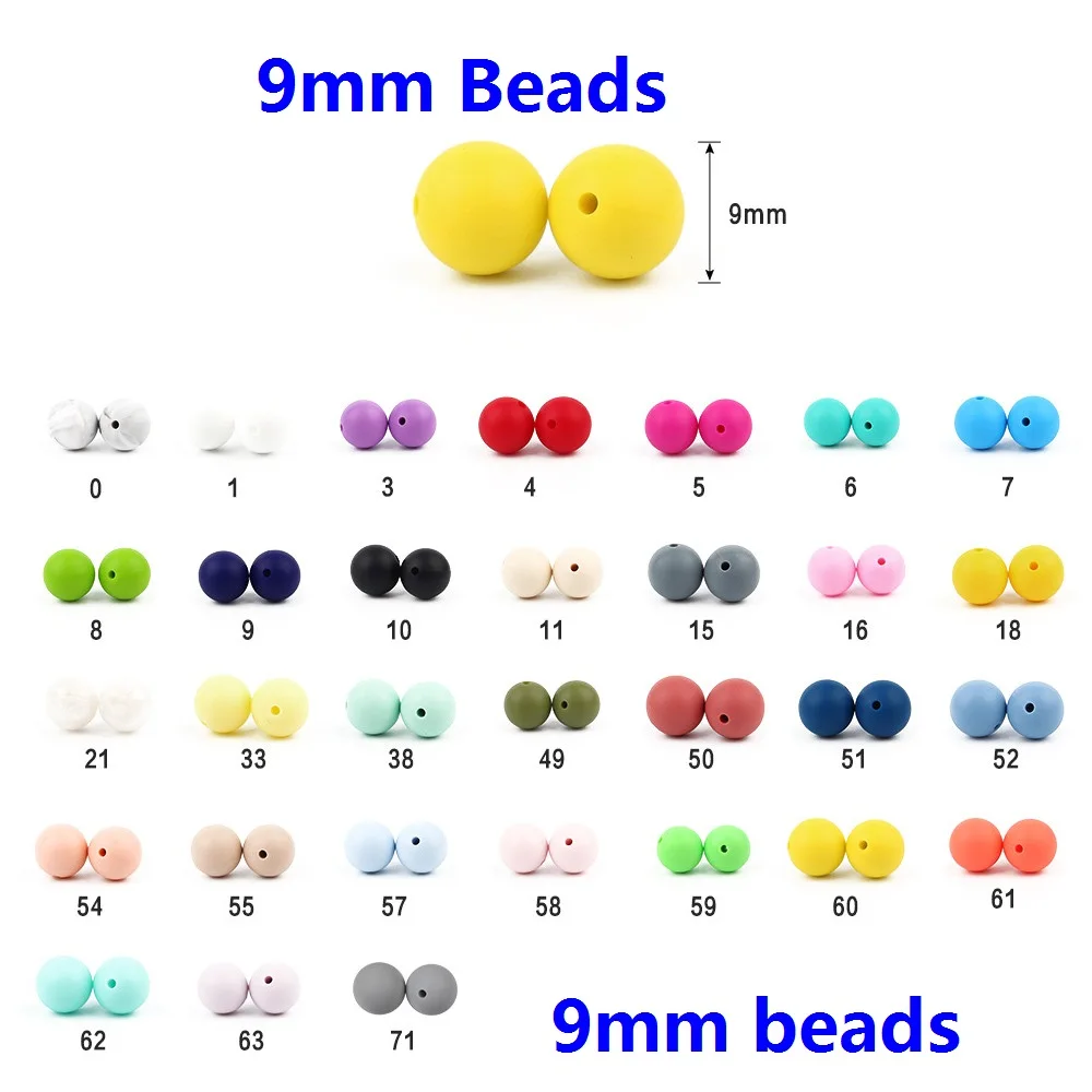 BOBO.BOX-Cuentas de silicona de 9mm para mordedores de bebé, sin BPA, para collares, chupete, cadena con Clip, DIY, 30 unidades