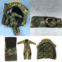 12Inch Doll Outdoor Camping Kits Camouflage Tent+Sleeping Bag+Military Army Suit Fireman Uniform Clothes For 1/6 Soldiers Dolls