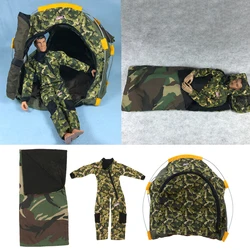 12 Cal Doll Outdoor Camping zestawy kamuflaż namiot + śpiwór + wojskowy garnitur armii strażak jednolite ubrania dla 1/6 żołnierzy lalki