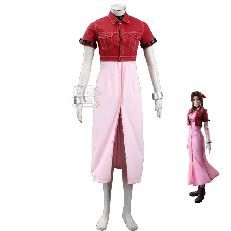 Game Final Fantasy VII 7 Cosplay Costumes Aerith Aeris Gainsborough Cosplay Costume Pink Dress Halloween Costumes for Women