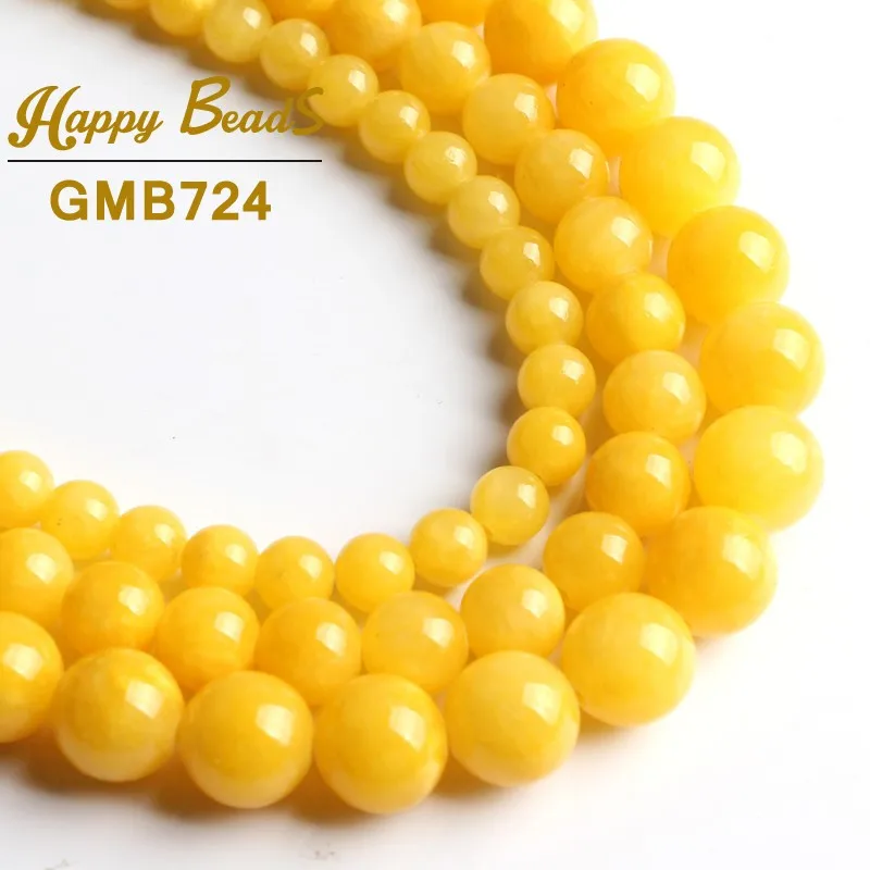 Natural Stone Jades Chalcedony Beads Round Smooth Loose Spacer Beads For Jewelry Making DIY Bracelet Necklace 15\