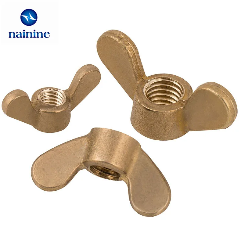 DIN315 304 Stainless Steel Butterfly Nut Hand Tighten Round Wing Nuts Brass