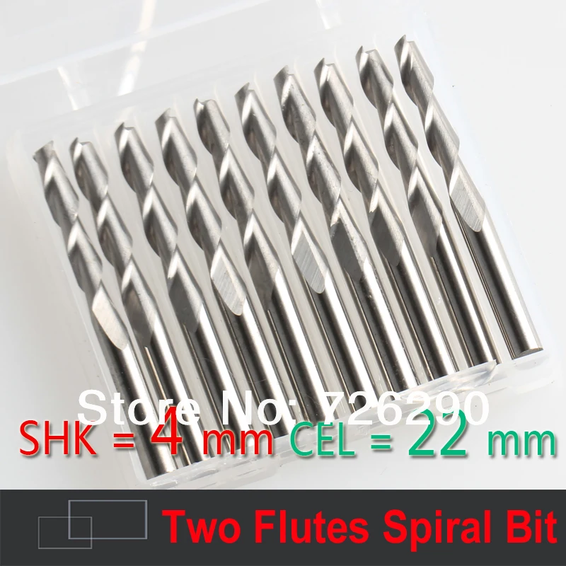 10 pcs Shank 4mm x 22mm 2 Flutes End Mill cutter CNC Equipment Milling Cutter, Spiral Cutters, White Steel Cutter