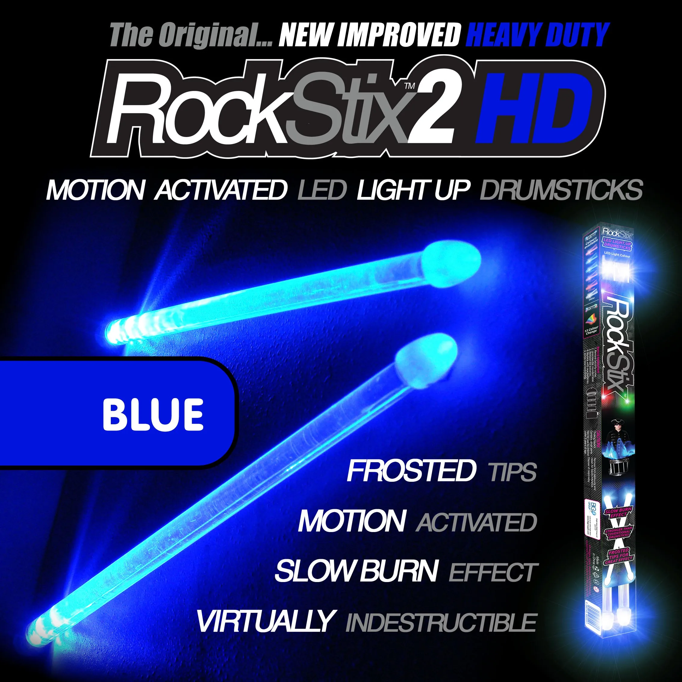 Rockstix 2 HD Bright LED Drumsticks with 7 Individual Color Available, Firestix Upgradte to RockStix