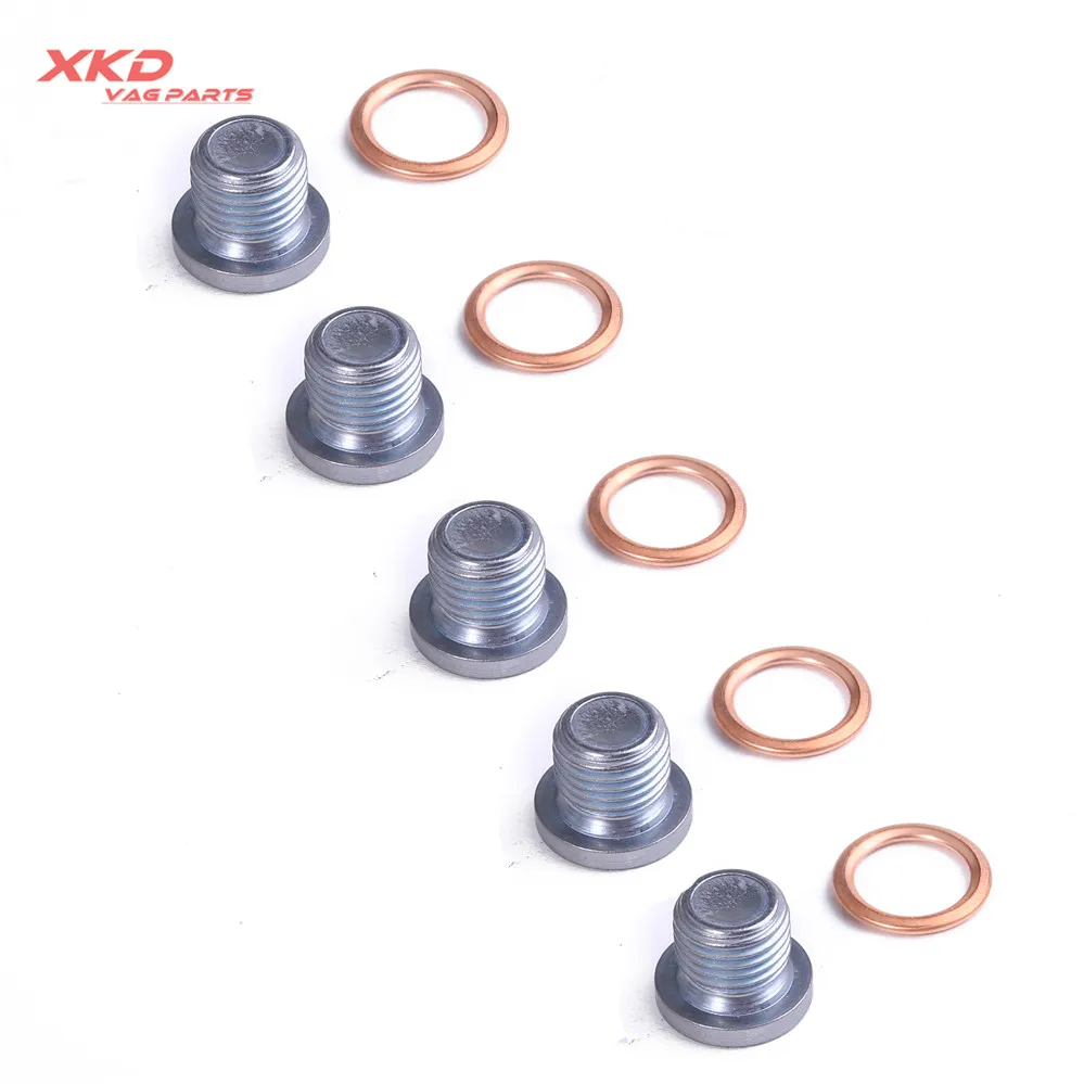 5X Engine Oil Pan Drain Plug Kit Fit For VW Jetta Golf Tiguan CC EOS Audi Q3 Q5 Q7  N  013 815 7  N 911 679 01 N0138157