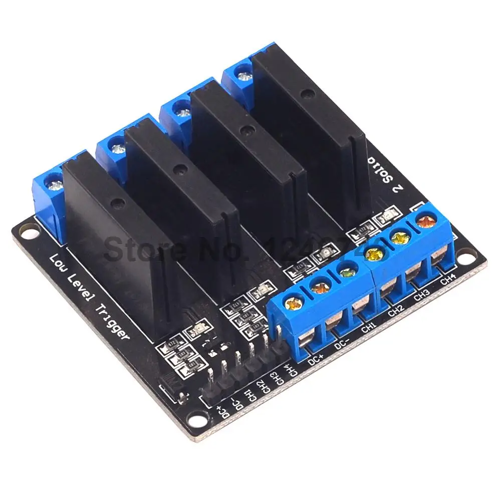 5V 12V 24V 3-24V 4 Channel Solid State Relay Module Low Level Trigger DC-AC/DC-DC 250V 2A Output with Resistive Fuse