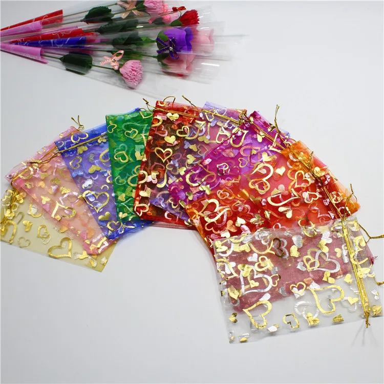 100Pcs New Colorful Organza String Candy Wedding Gift Bags Christmas Halloween Gift  Packaging Dropshipping For Small Business