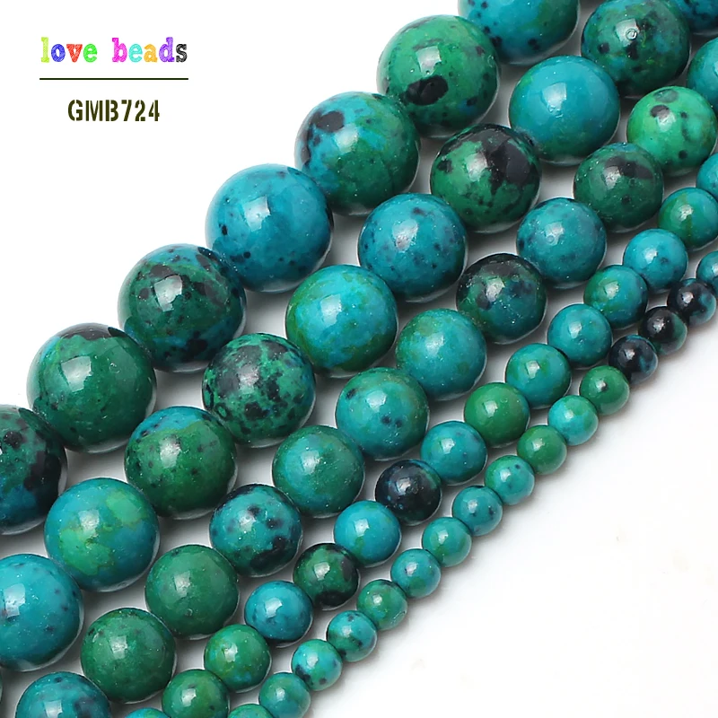 wholesale Chrysocolla stone Round Loose Spacer Beads For Jewelry Making 15.5inches  4.6.8.10.12. 14mm Pick Size-F00089