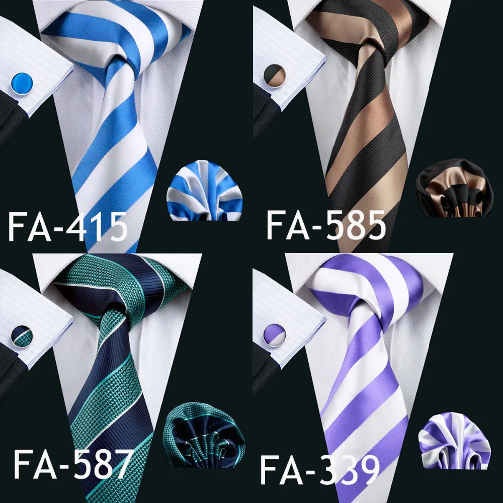 Barry.Wang Designer Men\'s Ties For Men 22 Colors Ties Set Fashion Woven Neck Tie Hanky Cufflinks Set For Wedding Party Business