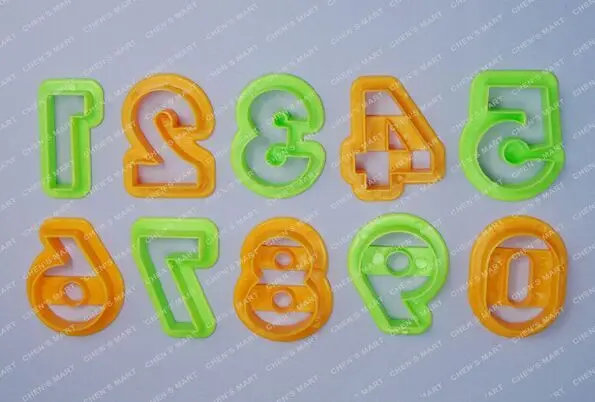 10 pc Number Font Plastic Cookie Cutter Fondant Tool Baking Cake Mold Press Pastry DIY