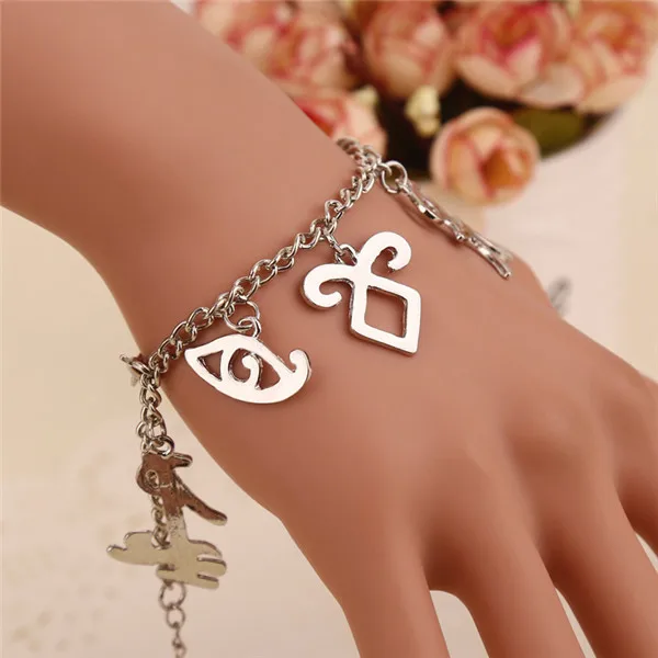 Imagem -02 - Berloque The Mortal Instruments Europeu-americano: Cidade dos Ossos Pulseiras Runas de Prata Braceletes Joias Filmes