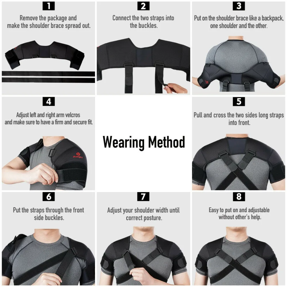 Kuangmi 7K-foam Double Shoulder Brace Adjustable Sports Shoulder Support Belt Back Pain Relief Double Bandage Cross Compression