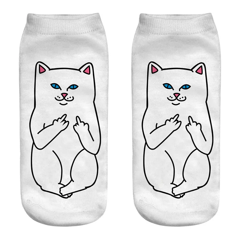 2024 New Cartoon Cat Socks 3D Print Art Funny Socks Women Cute Low Cut Ankle Socks Calcetines Mujer Fashion Female Short Sock