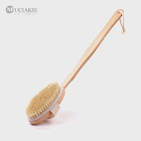 MUCIAKIE Wooden Bath Brush Long Handle Reach Back Body Shower Bristle SPA Scrubber Bathroom 42*7.5cm