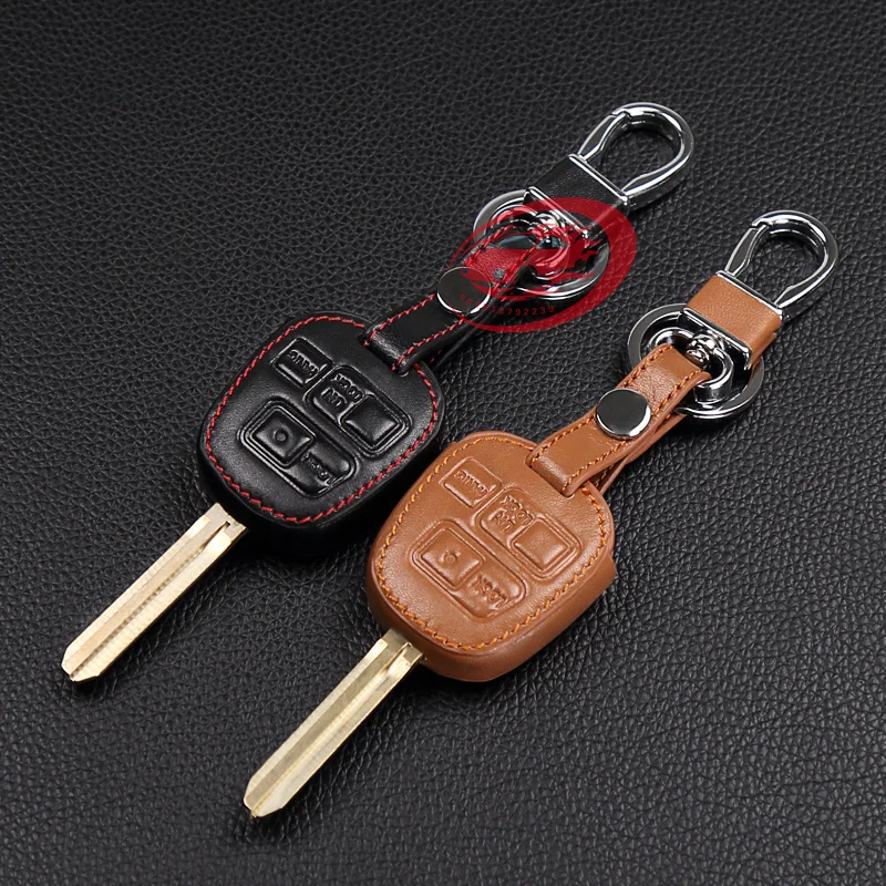 Hot Sale Car-Cover 100% Genuine Leather Car Key Cover For Toyota Tarago RAV4 Corolla Camry 3 Button Remote Key Case Accessories