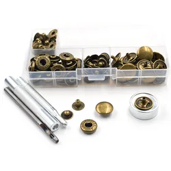 30 Sets 15 MM Snap Buttons+ Install Tools Metal Accessories Jeans Decorative Nickel-free Silver/Bronze/Black Nickel/Rivet Buckle