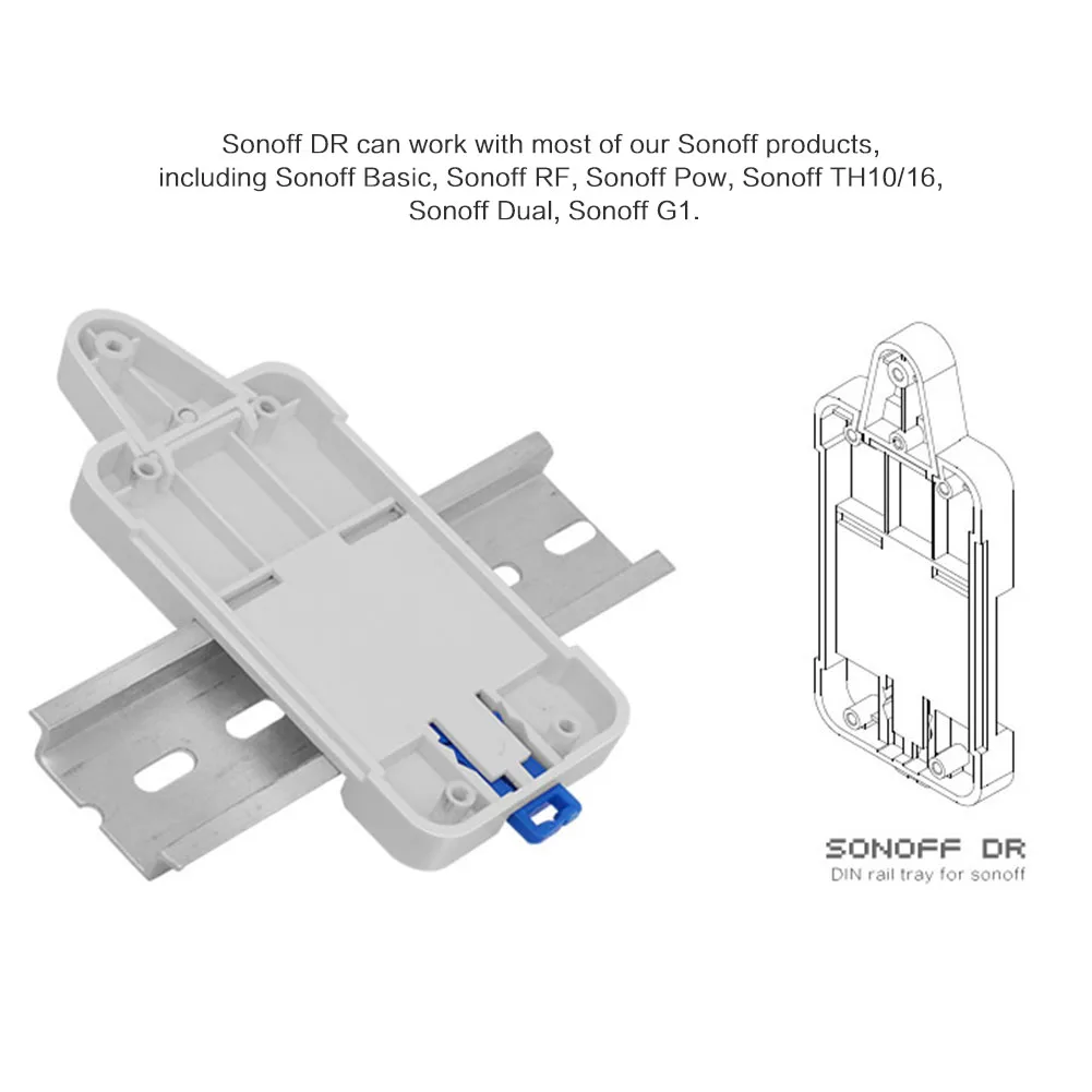 SONOFF DR DIN Rail Tray with 4 Screws for Basic / RF / TH10 / TH16 / POW Switch