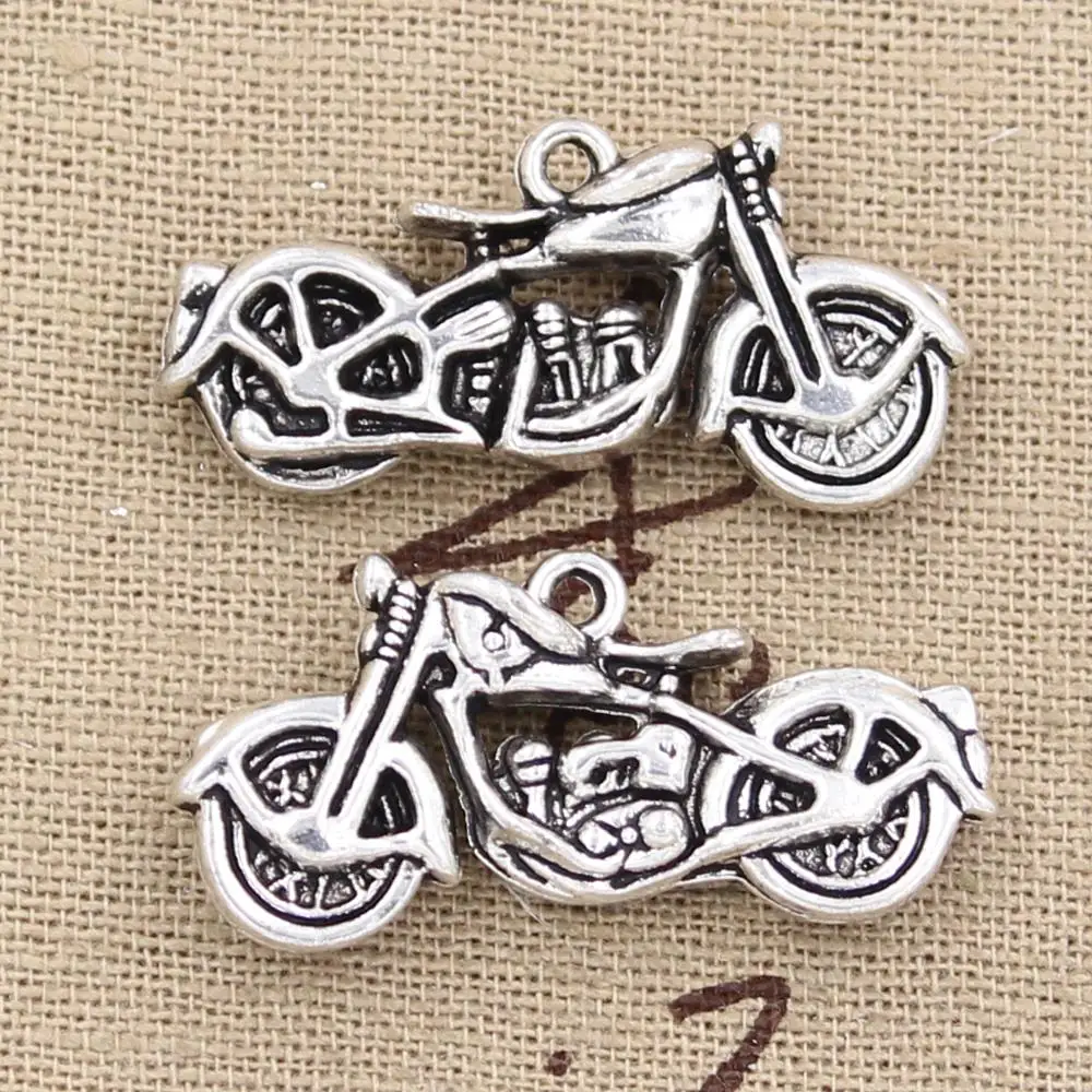 4pcs Charms Motorcycle Motorcross 34x16mm Antique Bronze Silver Color Plated Pendants Making DIY Handmade Tibetan Jewelry