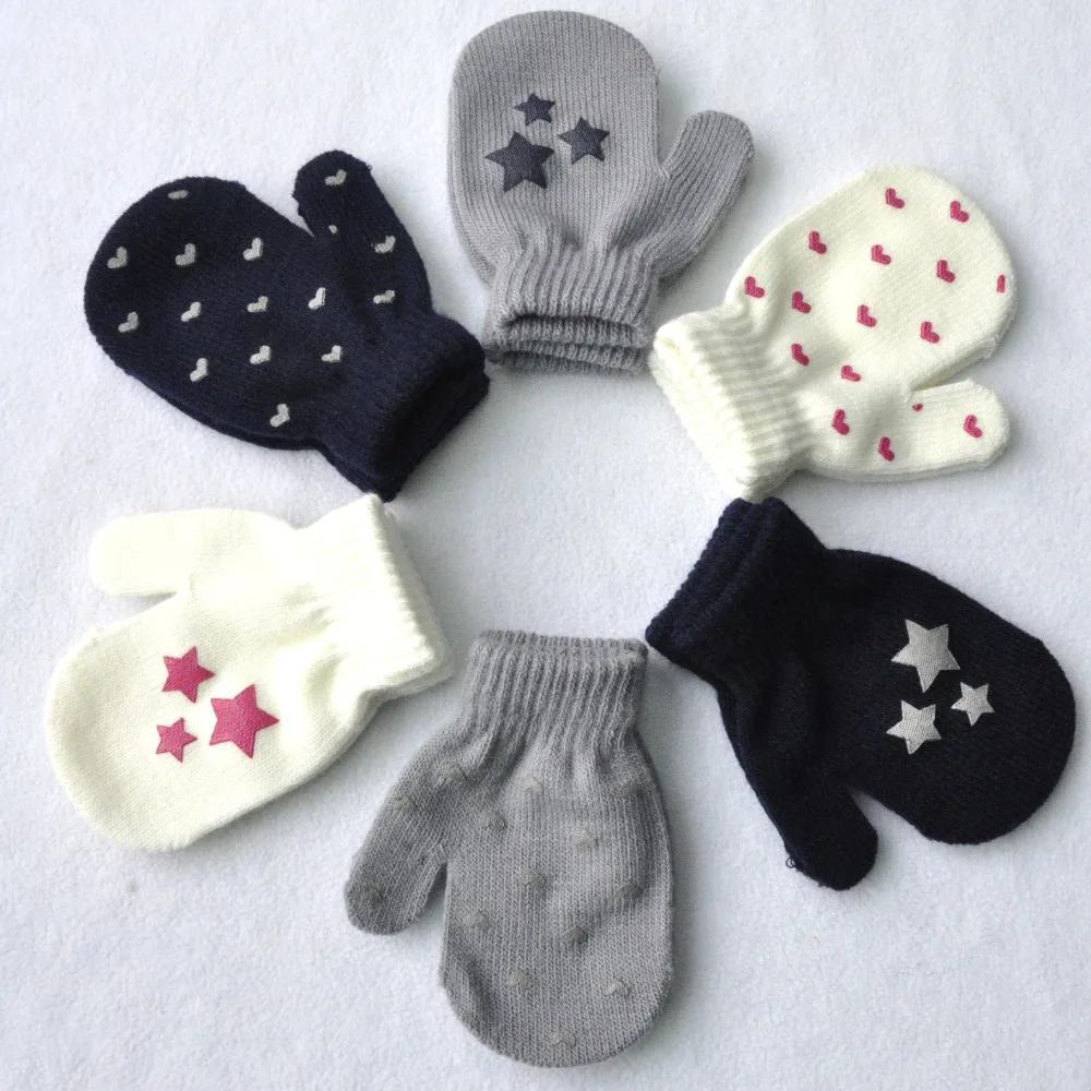 2018 HOT winter gloves Cute Thicken baby handschoenen Infant Baby Cute Heart Print Hot Girls Boys Of Winter Warm Gloves