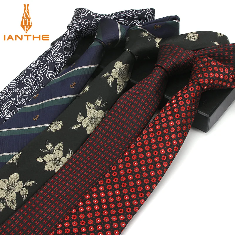 7CM Factory Men's Paisley Floral Skinny Ties for Men Wedding Tie Slim Men Luxury Necktie Designers Fashion Kravat Dot Neckwear