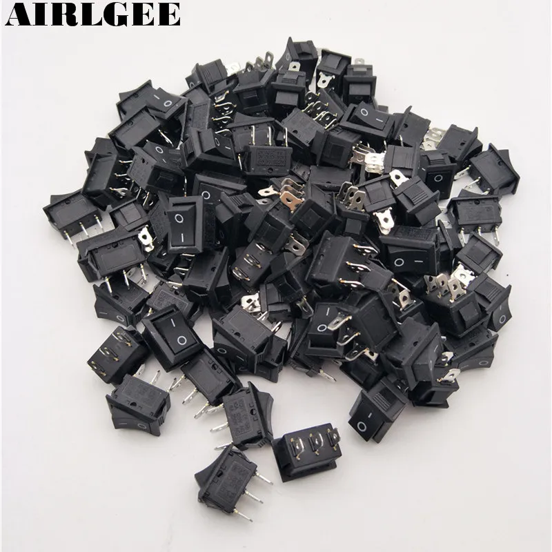 

100 шт./лот KCD1-101 2 положения ВКЛ-ВЫКЛ 3-контактный кулисный переключатель 21x15 мм панель медные ножки 6A 250 В 10A 125 В красный черный Бесплатная доставка