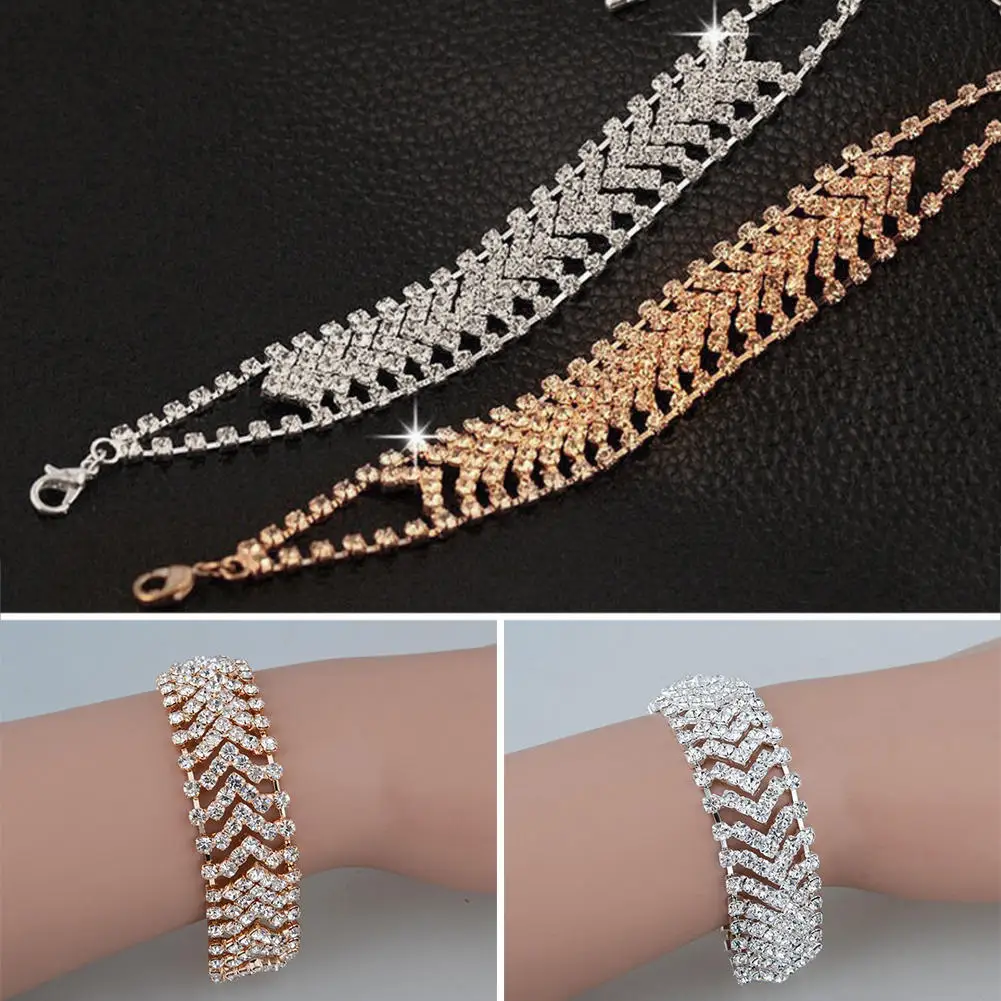 women\'s Bracelet Elegant Rhinestone Crystal Chain Female Jewelry Accessories