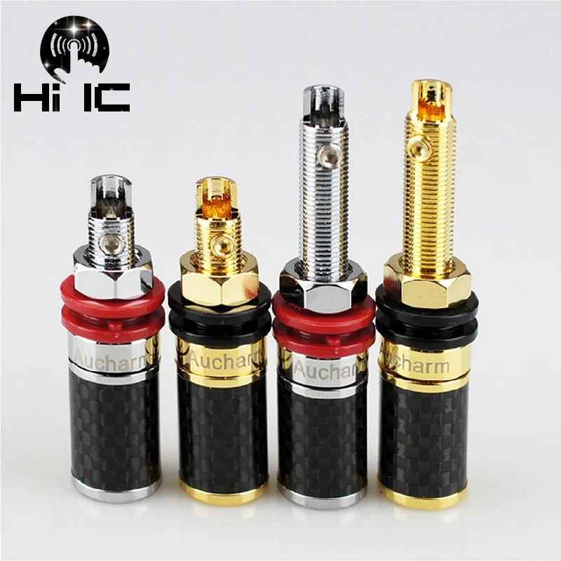 1Pair 4N Copper Carbon Fber Couple Terminals Red Black Connector HiFi Amplifier Terminal Binding Post Speaker