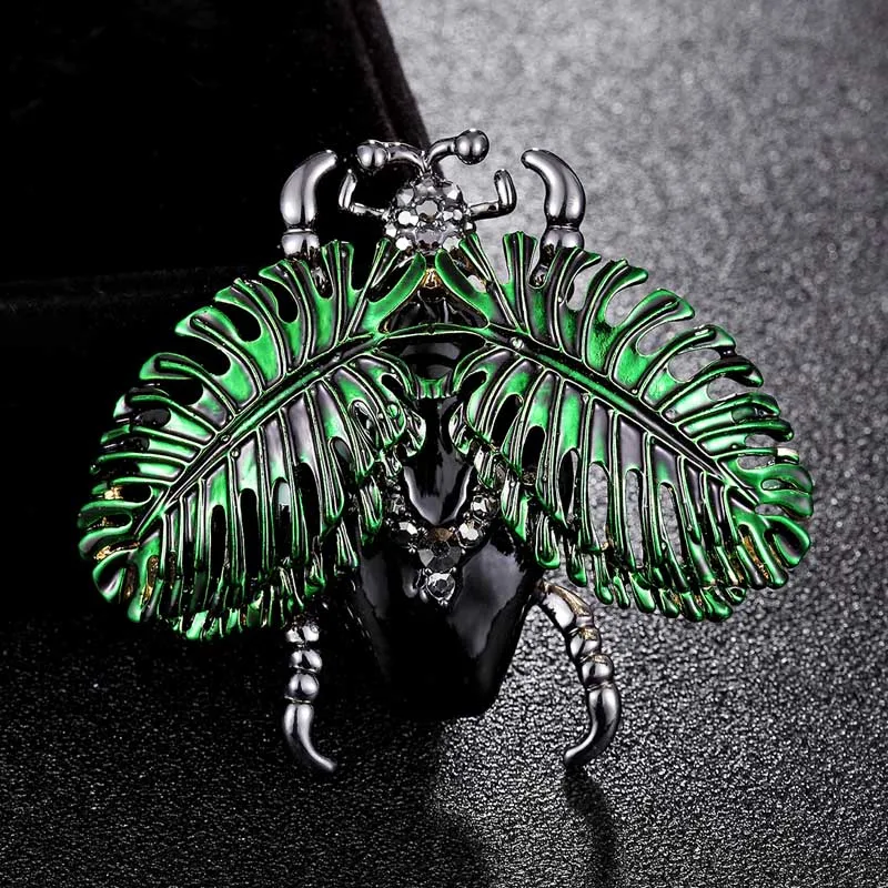 zlxgirl Green Insect Brooch For Men Jewelry Christmas Hijab Pins And Broaches Women\'s Enamel Pin Brooch Bags Accessories