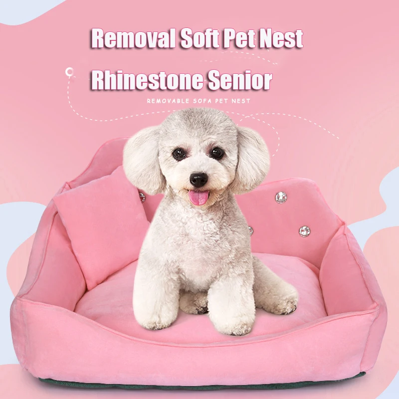 Pink Luxury Kennel For Dogs Washable Dog Bed Indoor Mats Pet Mat Puppy Small Medium Animal Cushion House Sleeping Accessories