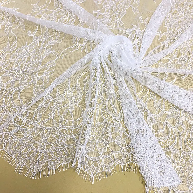 GLace 3M/Lot  Exquisite French Eyelash Lace Fabric Lace Embroidery Clothes DIY Wedding  Dress Accessories TX1022