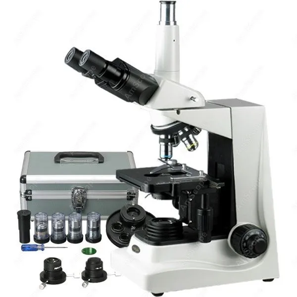 Darkfield Trinocular Microscope--AmScope Supplies Phase Contrast Darkfield Trinocular Microscope 40X-1600X