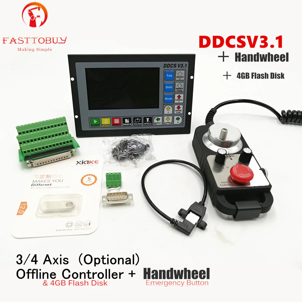 

Upgraded DDCSV3.1 3/4 Axis Offline Stand alone controller + MPG Handwheel for CNC Engraving Drilling MillingMachine